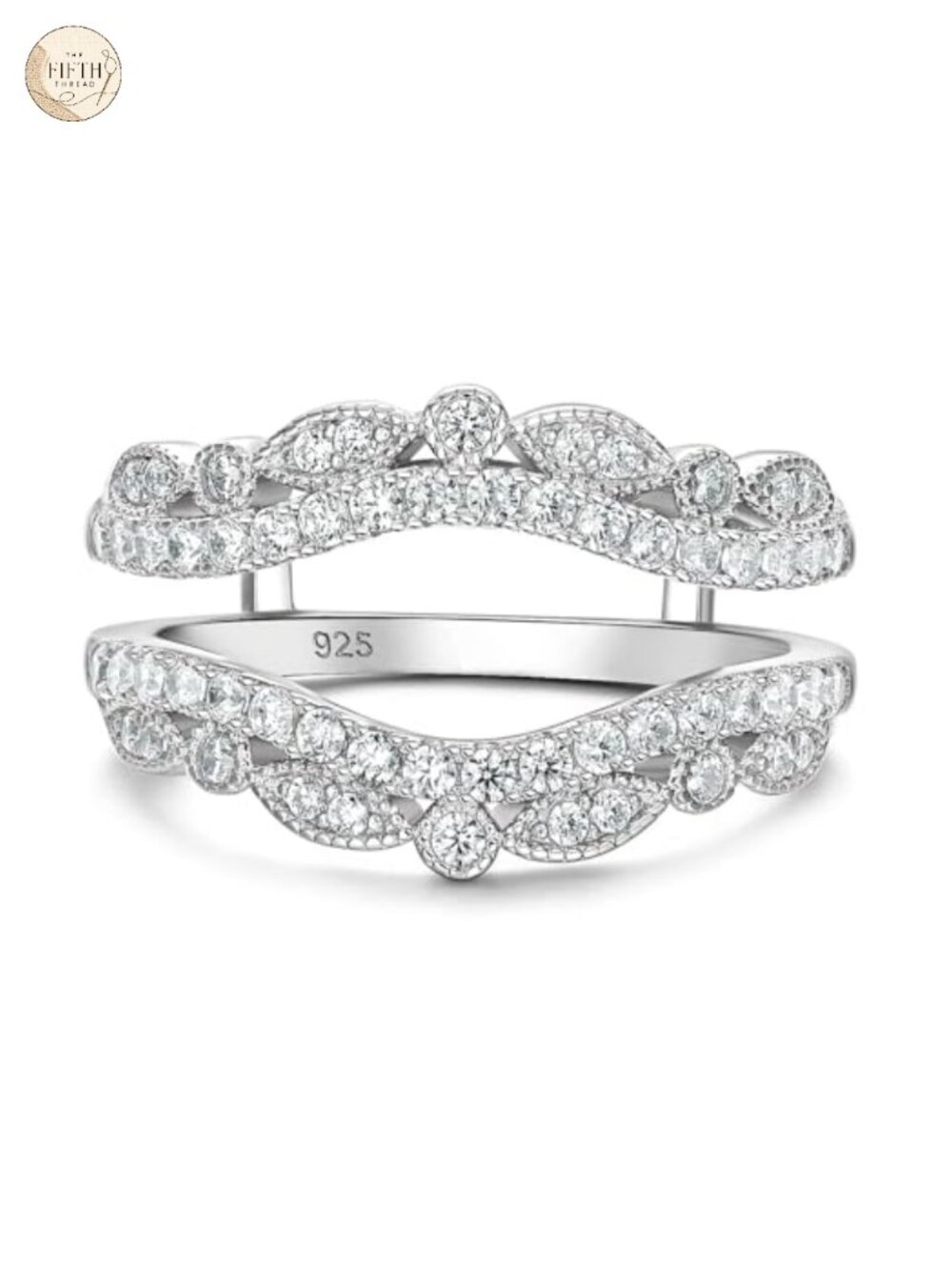 Curved Cubic Zirconia Wedding Band Ring Enhancer Sterling Silver